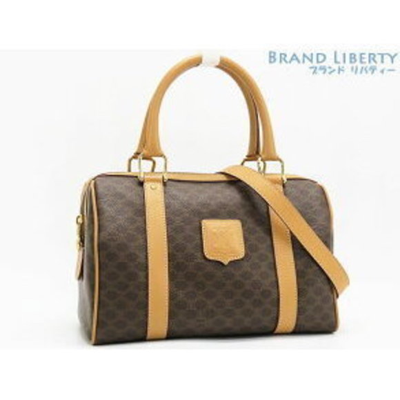Celine Macadam Boston Bag Shoulder Bag Black Leather - Picture 1 of 9